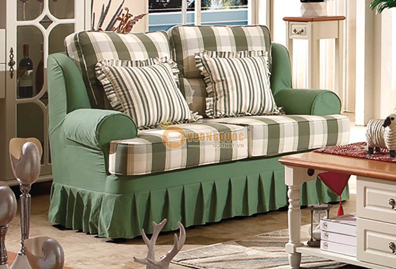 Bộ sofa phòng khách tân cổ điển cao cấp sắc xanh tươi mới CTH7S002S